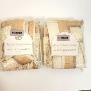 Elegant Cream Taupe Pillow Shams Cover Set 2 Piece 21" X 27" Standard NIP